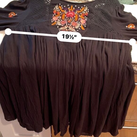 Free People Mohave Embroidered Mini Dress Black sz Large - Picture 5 of 7